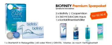 2 x 6er Box Biofinity im PREMIUM Sparpaket